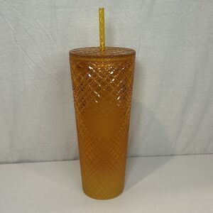 Starbucks 2022 Summer Orange Mango Ombre Jeweled Studded Tumbler 24oz Venti Cup